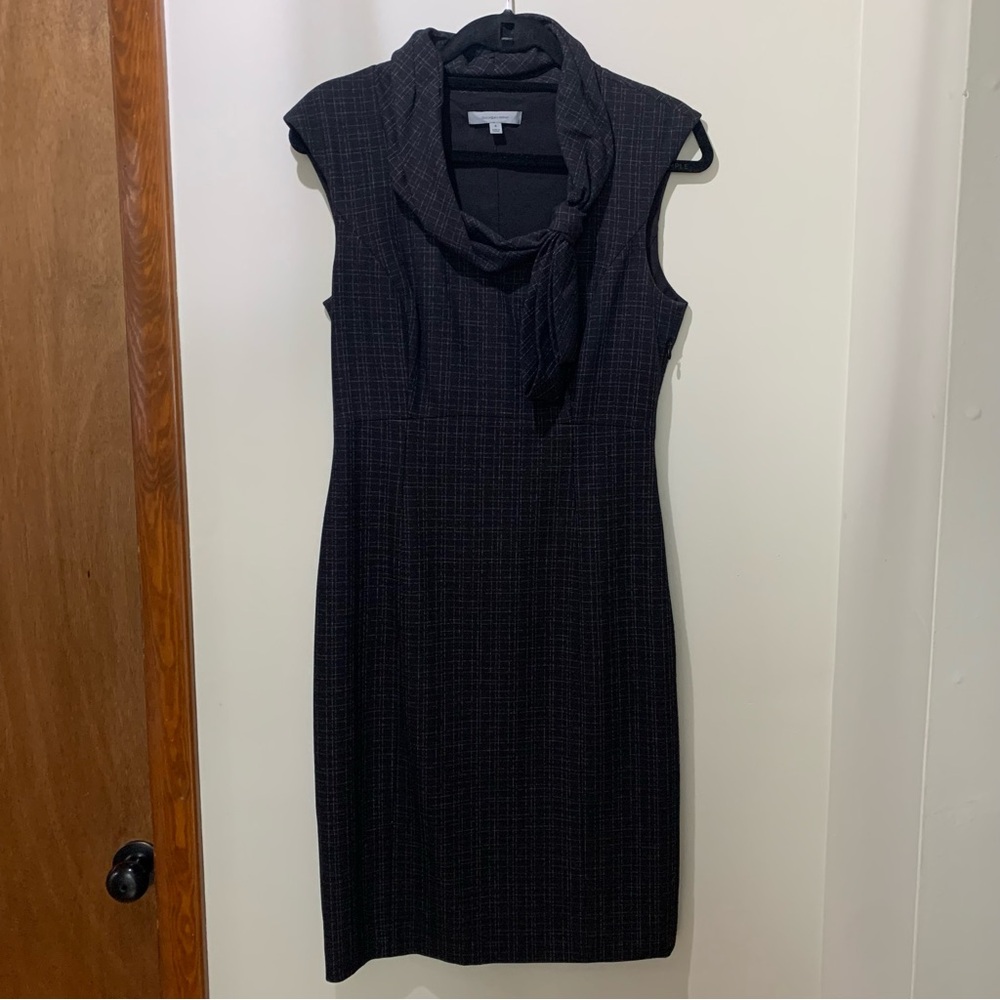 Classiques Entier Structured Plaid Pencil Dress Charcoal Gray Size 6